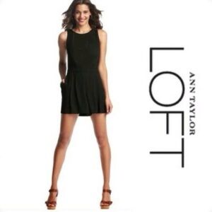 LOFT Black Tailored Romper Sz 10 | Polished Pleated Shorts | Modern Chic